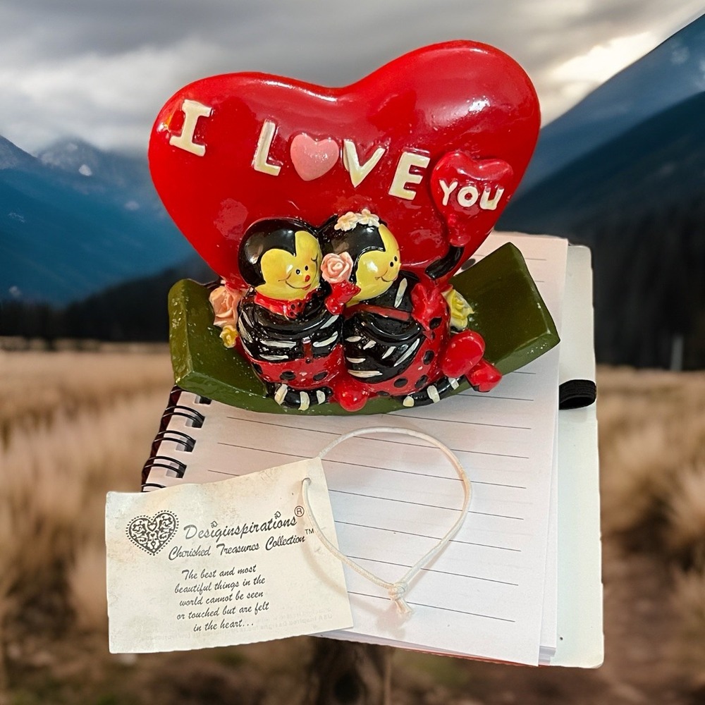 Designspirations Ladybug Love Heart Figurine Cherished Treasures Valentine Decor